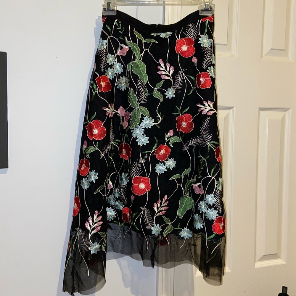 Embroidered Tea Length Skirt